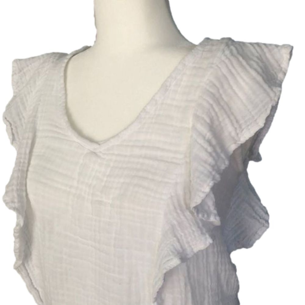 Michael Stars white short sleeve waffle fabric top